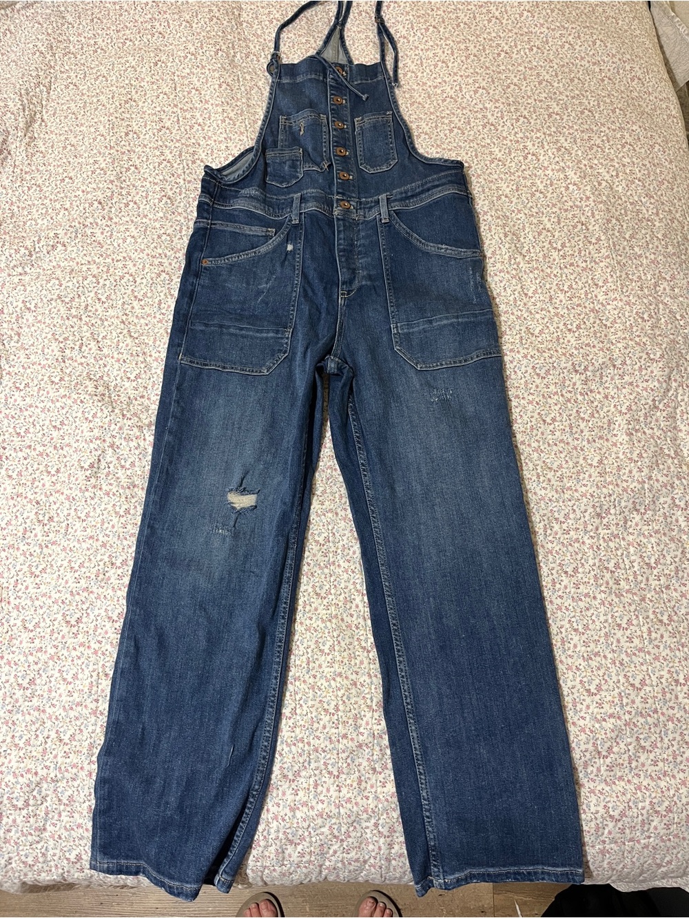 Pilcro by Anthropologie Painter Denim Overalls - Dark Blue. Size 29